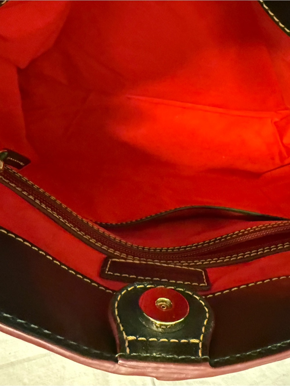 Dooney & Bourke Ivy Dark Green Florentine Leather Chelsea Tote w/burgundy trim - Picture 7 of 10